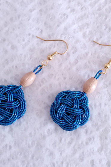 Mizuhiki-Peocock-Blue-Earrings-Gold-hooks