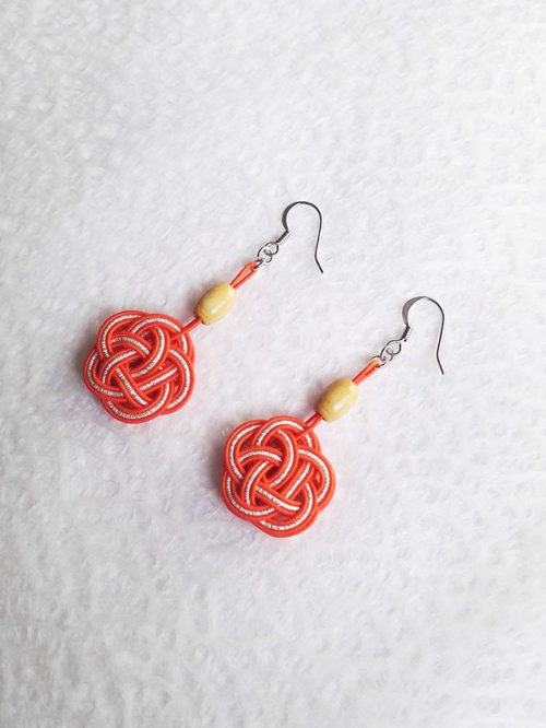 Mizuhiki-orangek-earrings-silver-hooks