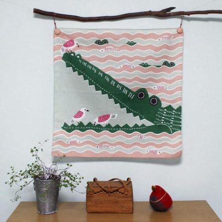 50cm Furoshiki Kata kata musubi Crocodile Pink 5