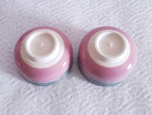 Kiyomizu ware handmade Sake pair cups pink