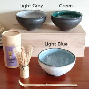 Mino ware Tenmoku Matcha bowls in 3 different colors. Available at j-okini.com in Malta