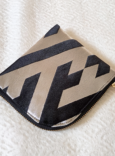 Kimono wallet with l shape zip sayagata nishijin japanese crafts kyoto j-okini malta
