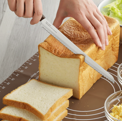 Slice with precision and ease with Japanese Bread Knife! Crafted in Niigata Prefecture of Japan for perfection, this knife will change the way you enjoy your bread. buy online at j-okini Malta