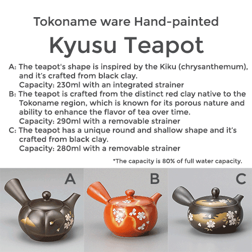 If your family loves loose leaf tea, this is the perfect gift box featuring an authentic Japanese hand-painted teapot that everyone desires to have. The Gift Box Includes: 1 x Hand-painted Tokoname Teapot Sakura (choose between three - see the second photo) 1 x Washi Covered Tea Tin (Medium size) - The color and pattern might vary. 1 x Japanese Sencha Loose Tea 100g 1 x Bamboo Bookmark with Maiko Sakura or Sakura Fuji The teas are grown on a small pesticide-free farm without chemical fertilizers, surrounded by nature with clean water and rich soil. Hand-painted Tokoname Teapot (with Sakura Design) Available at j-okini.com in Malta