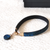 Ocean Twilight Japanese handmade leather bracelet with a textured deep blue and blue-green pattern, featuring a matching charm and magnetic clasp. Made in Japan. Gifts from Japan. j-okini.com in Malta