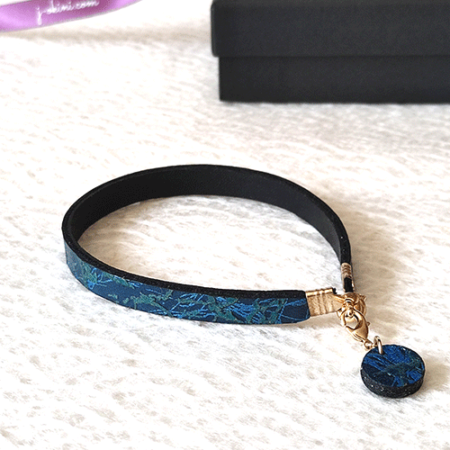 Ocean Twilight – Handmade Kyo-Yuzen Leather Bracelet