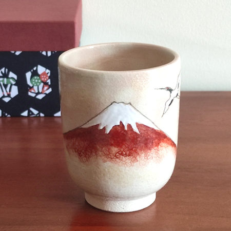 Kiyomizu-ware Handmade Yunomi Tea Cup | Red Fuji