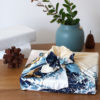 104cm x 104cm furoshiki with The Great Wave off Kanagawa design, ideal for wrapping, bags, or display, in 100% cotton. j-okini.com in Malta