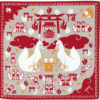 50cm cotton furoshiki with Inari fox design, symbolizing prosperity and success in Japanese Shinto culture.. j-okini.com in Malta