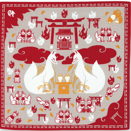 Inari Fox Furoshiki Wrapping Cloth (50cm x 50cm)