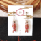 Handmade earrings in a shape of Koinobori - carp streamer. Three-dimensional design, each pair is painted in three vibrant, stained-glass-like colors red pink and orange. Available at j-okini.com in Malta