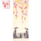 Hand-dyed Tenugui featuring weeping cherry blossoms in four colors and a couple in kimono standing on a bridge, shown in gray tones. j-okini.com in Malta