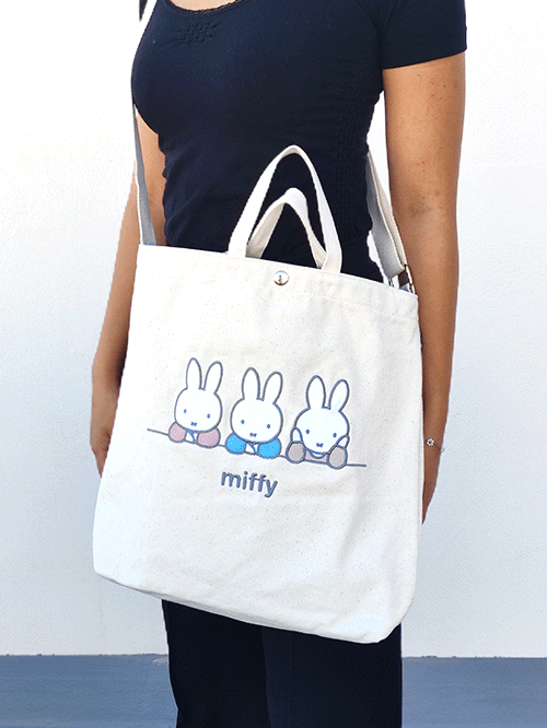 Miffy’s White Large Canvas Tote Bag from thick, 100% cotton canvas with a natural texture. This durable bag is designed for versatility, with a comfortable shoulder strap. Available at j-okini.com in Malta