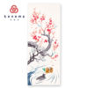 33cm x 90cm hand-dyed Tenugui with plum blossoms and a pair of Mandarin ducks floating on a pond, perfect for wall decoration or daily use. Available at j-okini.com in Malta