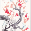 33cm x 90cm hand-dyed Tenugui with plum blossoms and a pair of Mandarin ducks floating on a pond, perfect for wall decoration or daily use. Available at j-okini.com in Malta