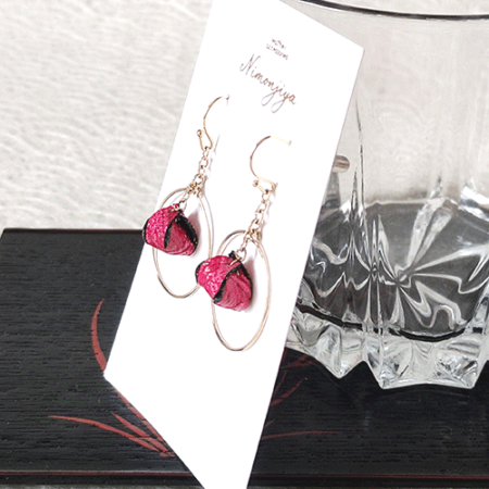 Vivid Pink Serpent – Handmade Kyo-Yuzen Leather Earrings