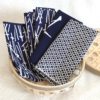 Traditional Chusen-Dyed Tenugui Towel, Originally crafted for Kendo practitioners to wrap around their heads. longer than standard tenugui, offering versatile use with a unique touch of Japanese craftsmanship. Each towel is hand-dyed using the traditional Chusen technique, with all designs featuring the classic deep blue color known as 紺色 Koniro, a timeless symbol of Japanese tradition. Available at j-okini.com in Malta