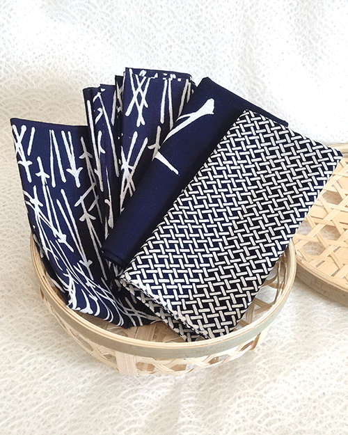 Traditional Chusen-Dyed Tenugui Towel, Originally crafted for Kendo practitioners to wrap around their heads. longer than standard tenugui, offering versatile use with a unique touch of Japanese craftsmanship. Each towel is hand-dyed using the traditional Chusen technique, with all designs featuring the classic deep blue color known as 紺色 Koniro, a timeless symbol of Japanese tradition. Available at j-okini.com in Malta