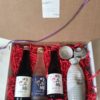 Premium sake gift box with Junmai Daiginjo, Junmai Tokubetsu, Honjozo Tokubetsu, and a Mino-ware sake set in rustic white and gray tones. Available at j-okini.com in Malta