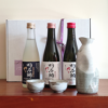 Yokubari Sake Gift Box featuring three premium Japanese sake bottles and a handcrafted Kohiki Nuriwake sake set. Available at j-okini.com in Malta