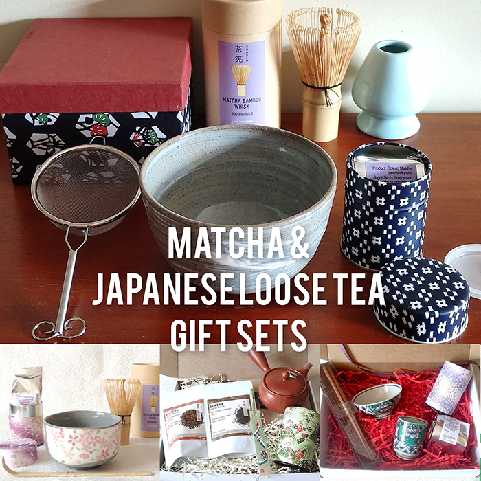 Image of elegantly packaged Matcha and Japanese loose tea gift boxes, each adorned with traditional Japanese designs. The Matcha gift box radiates a vibrant green, symbolizing the rich, powdered green tea it contains, while the loose tea box features serene, earthy tones, hinting at the variety of aromatic teas inside. Both boxes are tied with a delicate, silk-like ribbon, adding a touch of sophistication and making them perfect gifts for tea enthusiasts. j-okini is an online shop based in Malta.