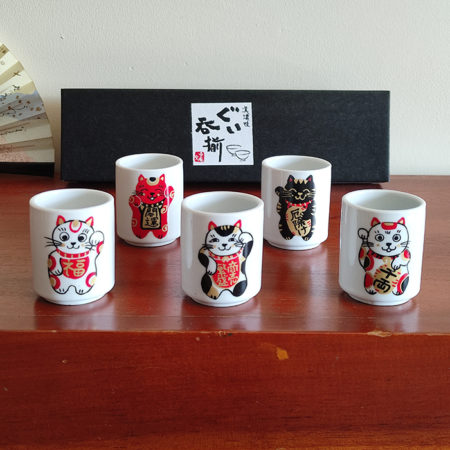 Maneki-Neko 5-Piece Sake Cup Set