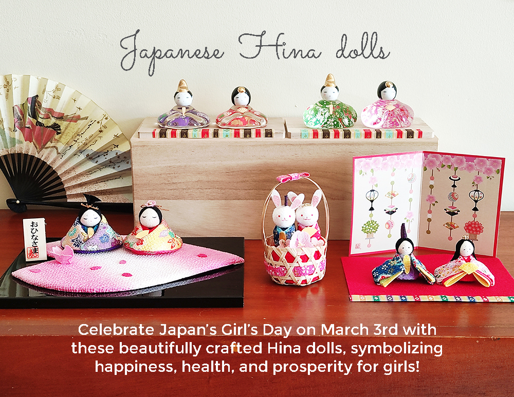 display of different hinadolls all handmade in Japan. j-okini.com in Malta