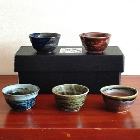 5-Piece Glazed Sake Cup Gift Set