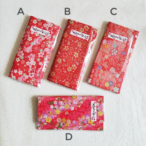 4 different pattern Hana Chirimen Kimono Wallet in Red